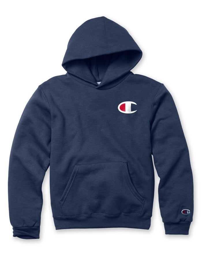 Champion Hoodie Jongens - Donkerblauw - Double Dry Giant C Logo ( 960348-XRP )